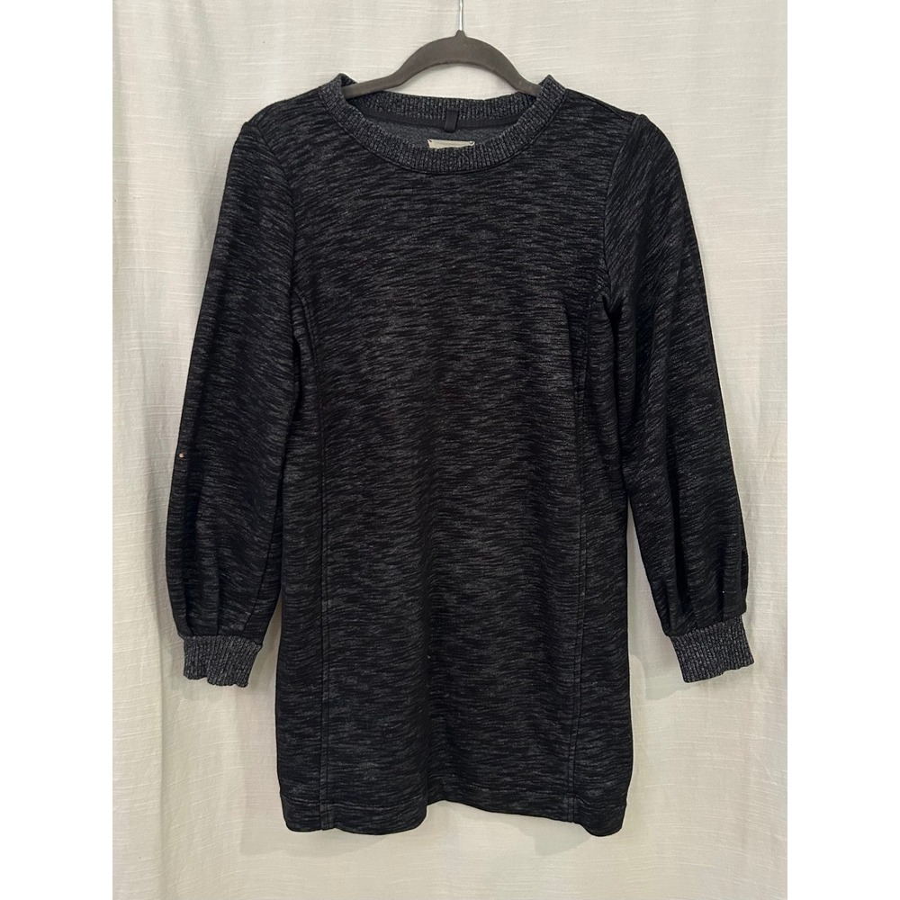 Lou & Grey Space Dye Knit Dress XS Charcoal Gray Marled Long Sleeve Crew Neck